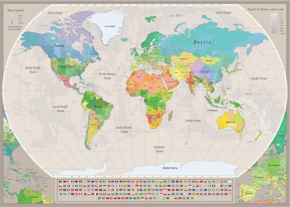 Stylish Living Weltkarte Poster XXL Wandbild Worldmap Wanddekoration