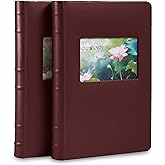 Old Town 2-Pack Bonded Leather Photo Albums, Multi Size Photo Album 5x7 & 4x6 Slots, Acid-Free Photo Album 4x6 300 Photos or 100 5x7 Photos, 50 Double-sided Welded Pages, Burgundy