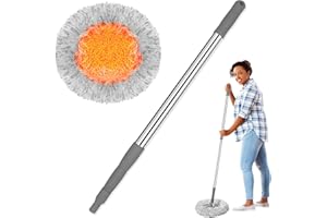 TIMIVO Dust Mop, Microfiber Mops for Floor Cleaning, with Hight Adjustable Handle and 1 Washable Mops Pad, Wet & Dry Floor Cleaning Mop for Hardwood, Tiles, Laminate, Vinyl - Dust Broom (Grey)