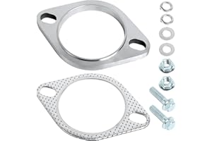 PALOZO Stainless Steel Exhaust Flange Connection Kit, 2 Bolt 3 inch/76mm Exhaust Flange & Gasket Connection Set with Bolts and Nuts
