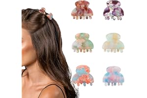 Cobahom 6Pcs Small Hair Clips Mini Hair Claws, 1.06 Inch Tortoise Shell Small Jaw Clips, Tortoise Floral Hair Clips, Acrylic 
