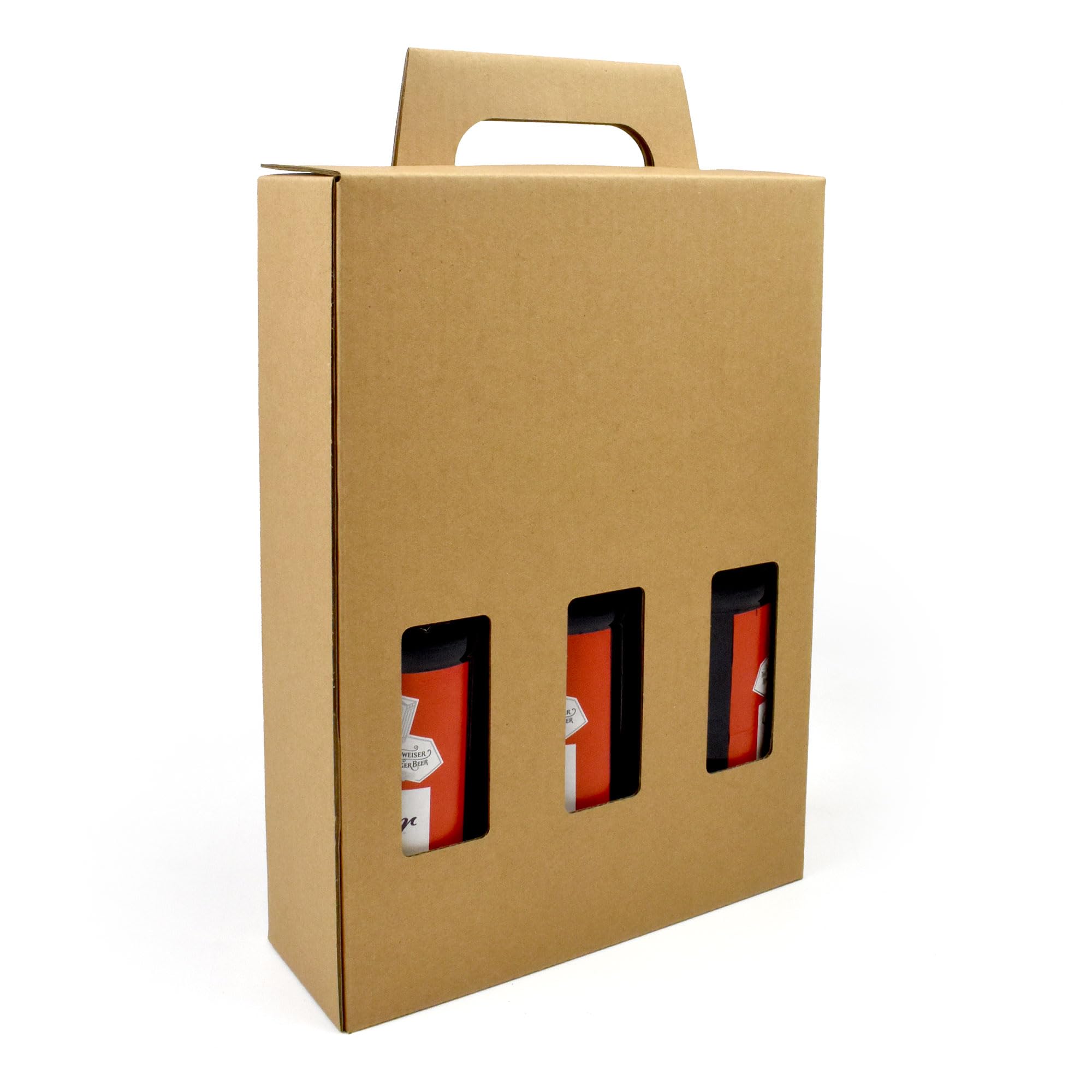 Evergreen Goods 330ml Beer Bottle Carrier | Holds 3 Bottles or Cans - 3 Display Windows | Durable Cardboard Box for Beer, Ale, Cider | Ideal for Home Brew, Gifts, Parties, and Occasions (10 Box)