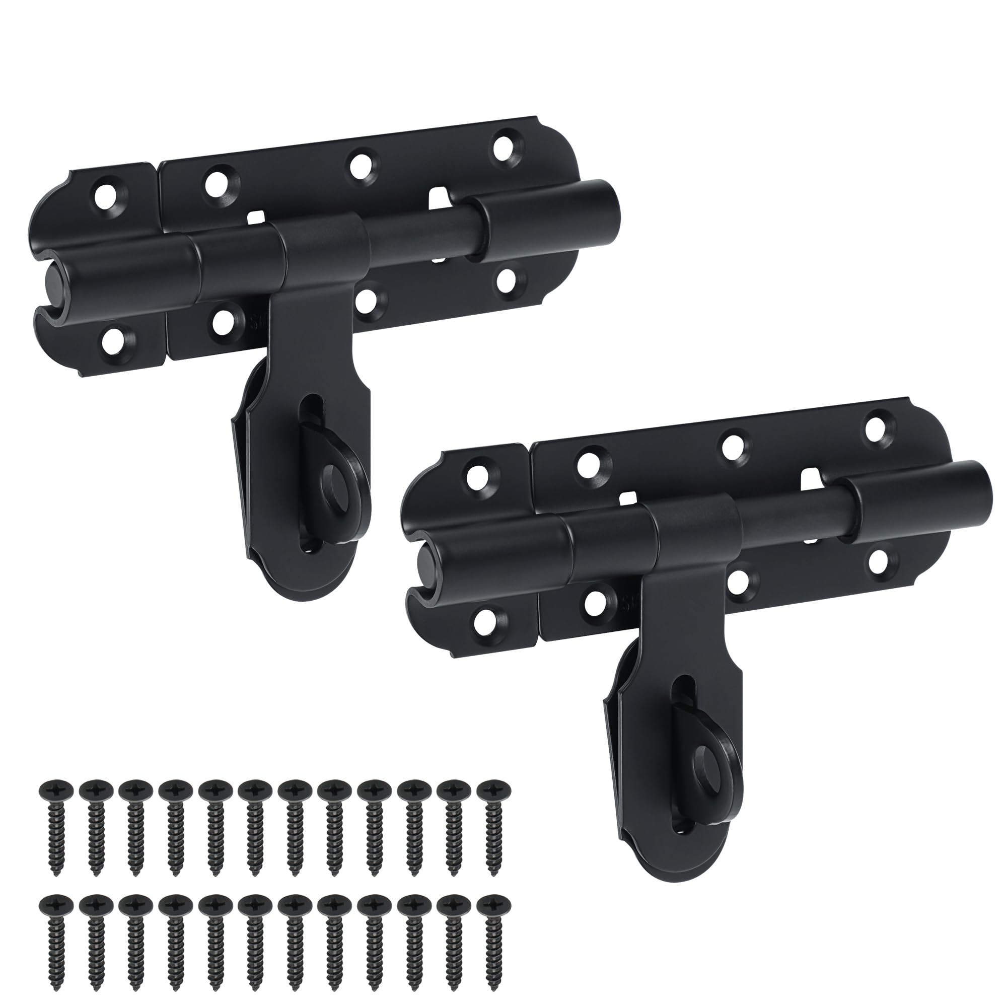 Mooche 2PCS Door Lock Bolt Black, Heavy Duty Latch Lock, 105MM Bolt Locks Slide Bolt Gate Latch, for Various Wooden Door Such as Interior Door, Courtyard Doors, Pergolas, Barns, Pet Doors, Etc