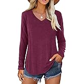 Amoretu Women V Neck T-Shirt Casual Short Sleeve Plain Tee Shirts Blouses