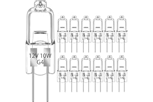 RAGFOZ G4 Halogen Light Bulb, 12V 10W Halogen Light Bulbs 2 Pin,G4 Led Bulb Replacement for Under Cabinet Puck Light, Chandeliers, Accent Lights, Track Lighting (12Pcs)