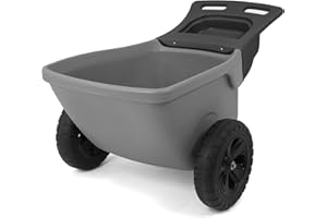 Simplay3 Easy Haul Durable Wheelbarrow with Garden Tool Storage Tray - Large Easy Turn Wheels - Gray - Made in USA