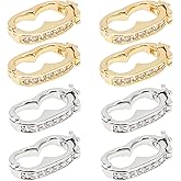 CHGCRAFT 8Pcs 2 Colors Brass Enhancer Shortener Clasps Interchangeable Bail Clasp Peanut Pearl Click Clasp Connector with Rhinestone for 0.39 inch(10mm) Pearl Gemstone Bead Necklace Jewelry Making