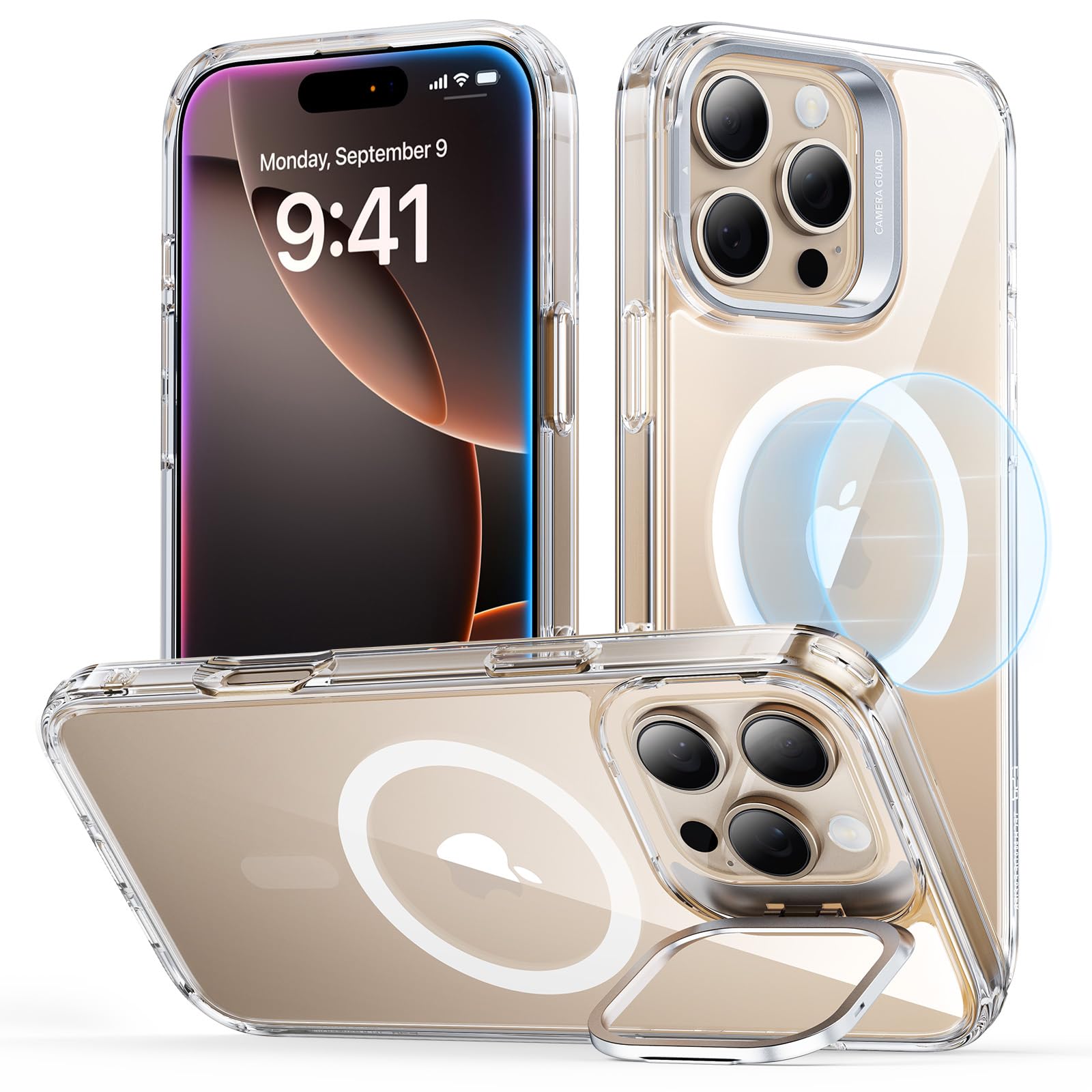 【デザイン受賞シリーズ！】ESR iPhone 16 Pro ケース Magsafe対応 米軍MIL規格の保護 耐黄変 耐衝撃 隠れスタンド いPhone16Pro ケース スマホケース 傷防止背面 iPhone16 Pro ケース対応 アイフォン 16 プロ対応 いphone16 Pro ケース 対応 Classicシリーズ クリア の商品画像