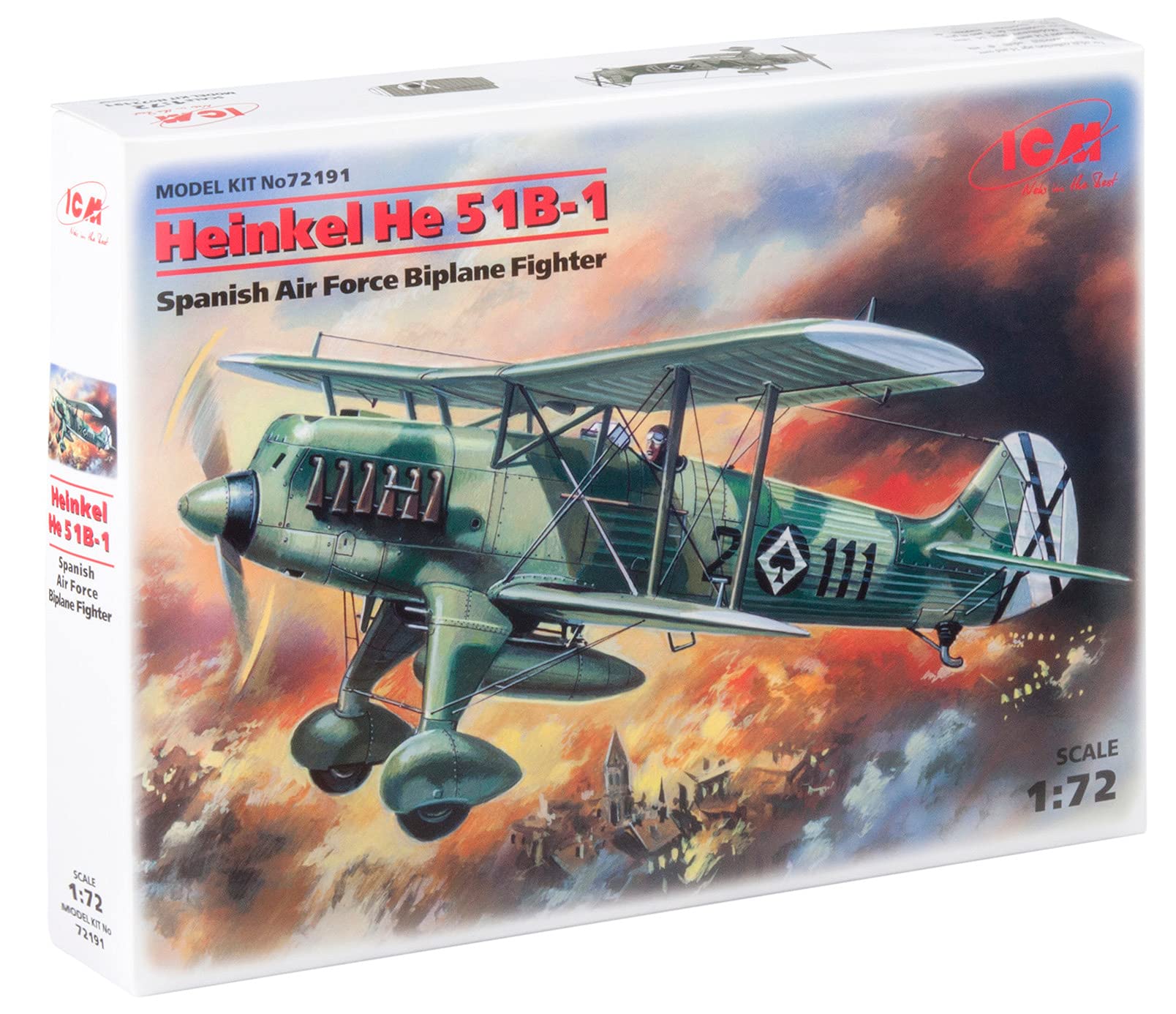 ICM 72191 – Heinkel He 51B-1, Spanish Air Force Biplane Fighter