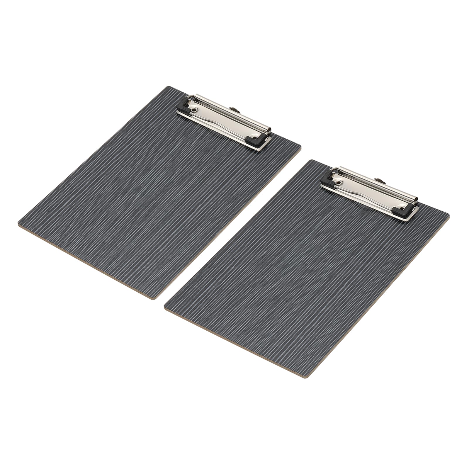 PATIKIL Wooden Clipboard for 5.83 x 8.27 Inch Paper, 2 Pcs Standard A5 Letter Size Clip Boards Hardboard with Low Profile Clip for Office Classroom, Black Wood Texture