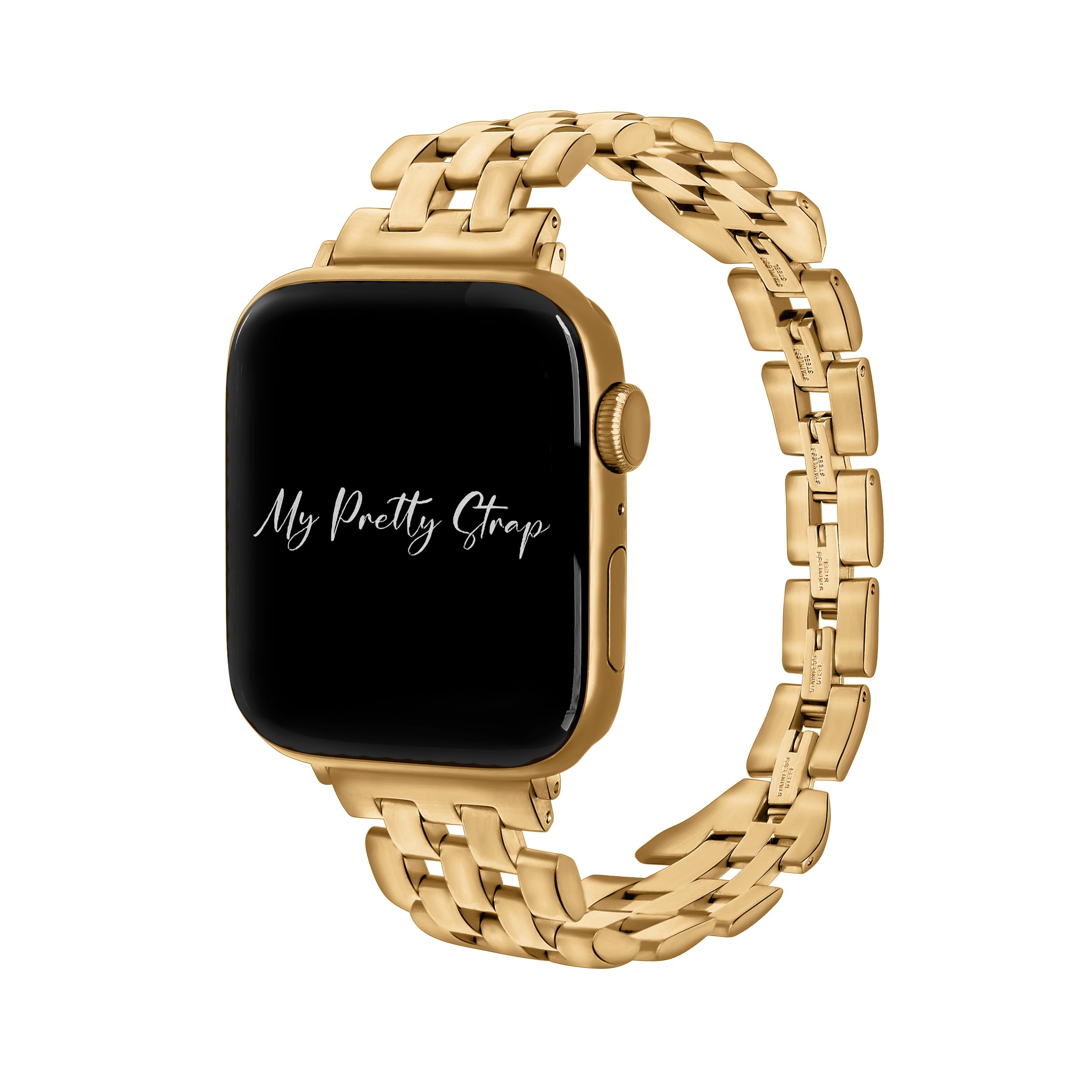 Venus Band Compatible with Apple Watch 38/40/41mm or 42/44/45/49mm, Stainless Steel Metal Gold Plated for Women