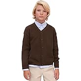 Lilax Little Boys Basic Long Sleeve V-Neck Classic Knit Cardigan Sweater