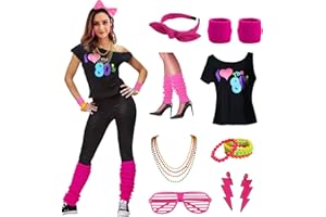 ESRTYERYH WOMEN COSTUME Womens I Love the 80's Disco 80s Costume Outfit Accessories