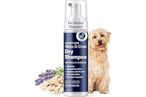 Honest Paws Dog Dry Shampoo - Waterless No Rinse Foaming Formula Reducing Itch Cleanse Hydrate Nourish Dry Skin and Smelly Coat Help Decrease Odor Shedding and Allergies - Oatmeal & Lavender - 6.3 oz