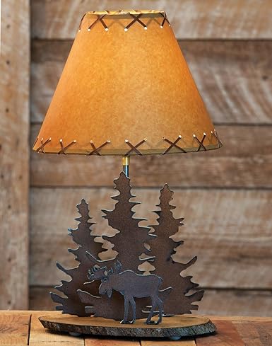 Black Forest Decor Moose Rustic Metal Lamp Cabin Lighting