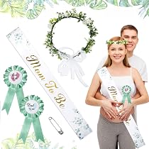 Amazon.com : 4PCS/Set Mom to Be Sash&Parents to Be Badges, Neutral ...