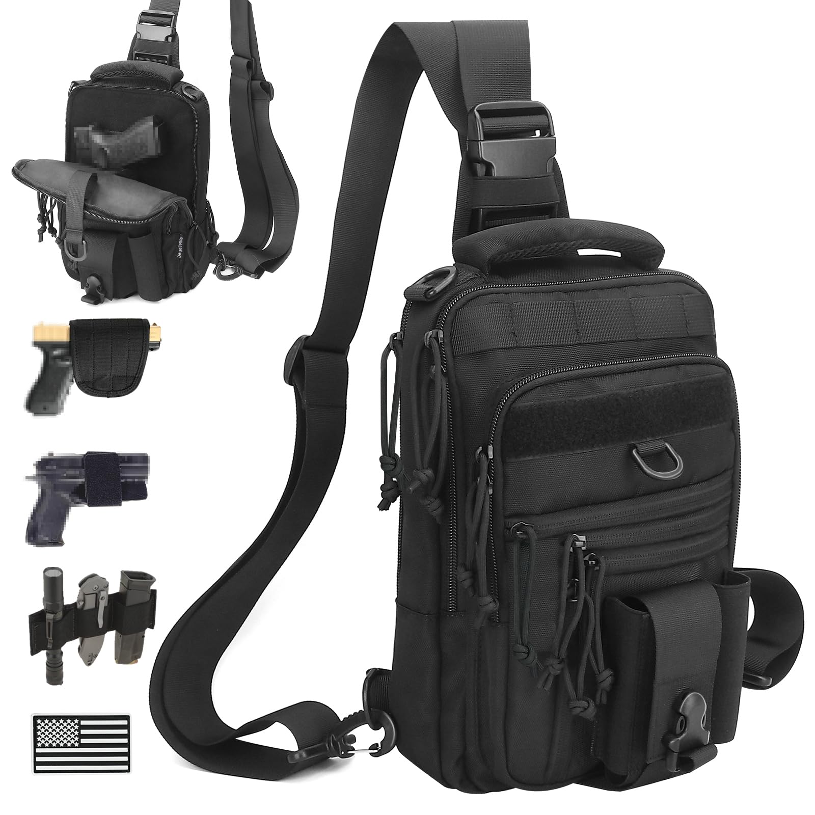 Photo 1 of DegeTMVe Dual Pistol Holster Chest Bag Concealed Carry Sling Crossbody Tactical Gun Convertible Backpack Shooting Hunting
