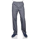 Landau Essentials Relaxed Fit 7-Pocket Elastic Cargo Scrub Pants for Men 8555 Steel Grey