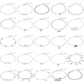 Hicarer 25 Pcs Silver Ankle Bracelets for Women Silver Anklets Ankle Chains Adjustable Beach Anklets Boho Foot Jewelry Set for Women Party Favor