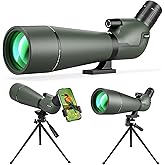 Spotting Scope 25-75x85 with Phone Adapter, Tripod & Carrying Bag -Fully Multi-Coated Optics,BAK4 High Definition Waterproof Spotter Scope for Birding,Wildlife Viewing,Outdoor Observation,Green