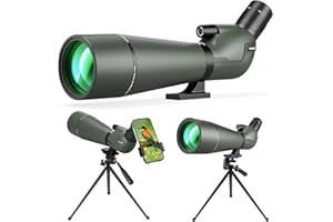 KOOLPTE Spotting Scope 25-75x85 with Phone Adapter, Tripod & Carrying Bag -Fully Multi-Coated Optics,BAK4 High Definition Waterproof Spotter Scope for Birding,Wildlife Viewing,Outdoor Observation,Green