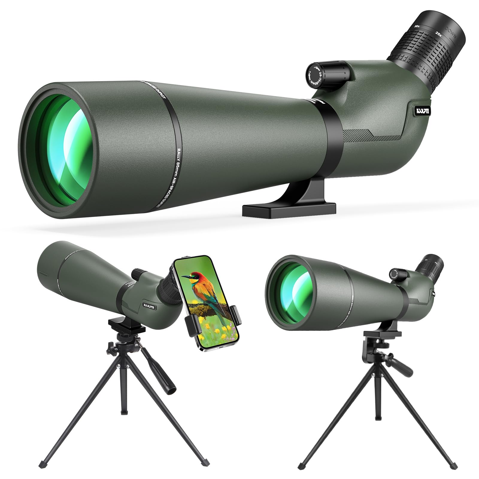 Photo 1 of Spotting  25-75x85 with Phone Adapter, Tripod & Carrying Bag -Fully Multi-Coated Optics,BAK4 High Definition Waterproof Spotter Scope for Birding,Wildlife Viewing,Outdoor Observation,Green