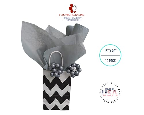 Gray Tissue Paper Squares, Bulk 10 Sheets, Premium Gift Wrap And Art Supplies For Birthdays Holidays Or Presents By Feronia Packaging Large 15 Inch X 20 Inch Made In Usa