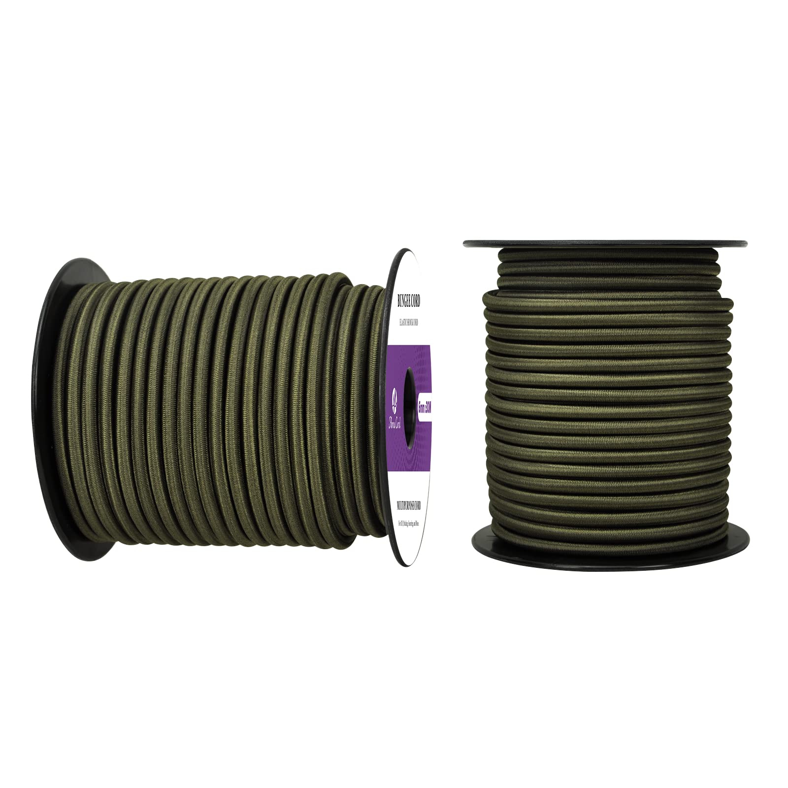 Abma Cord Bungee Cord 6mm 30M Elastic Shock Cord 100% Stretch Elastic Bungee Rope for Tarpaulin, Trailer, Backpack, Tent Pole, Kayak - Army Green — image 1