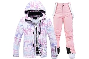 RIUIYELE Women's Ski Jackets and Pants Set Waterproof Insulated Snowsuit Winter Warm Skisuit Fashion Snowboarding Snow Coat
