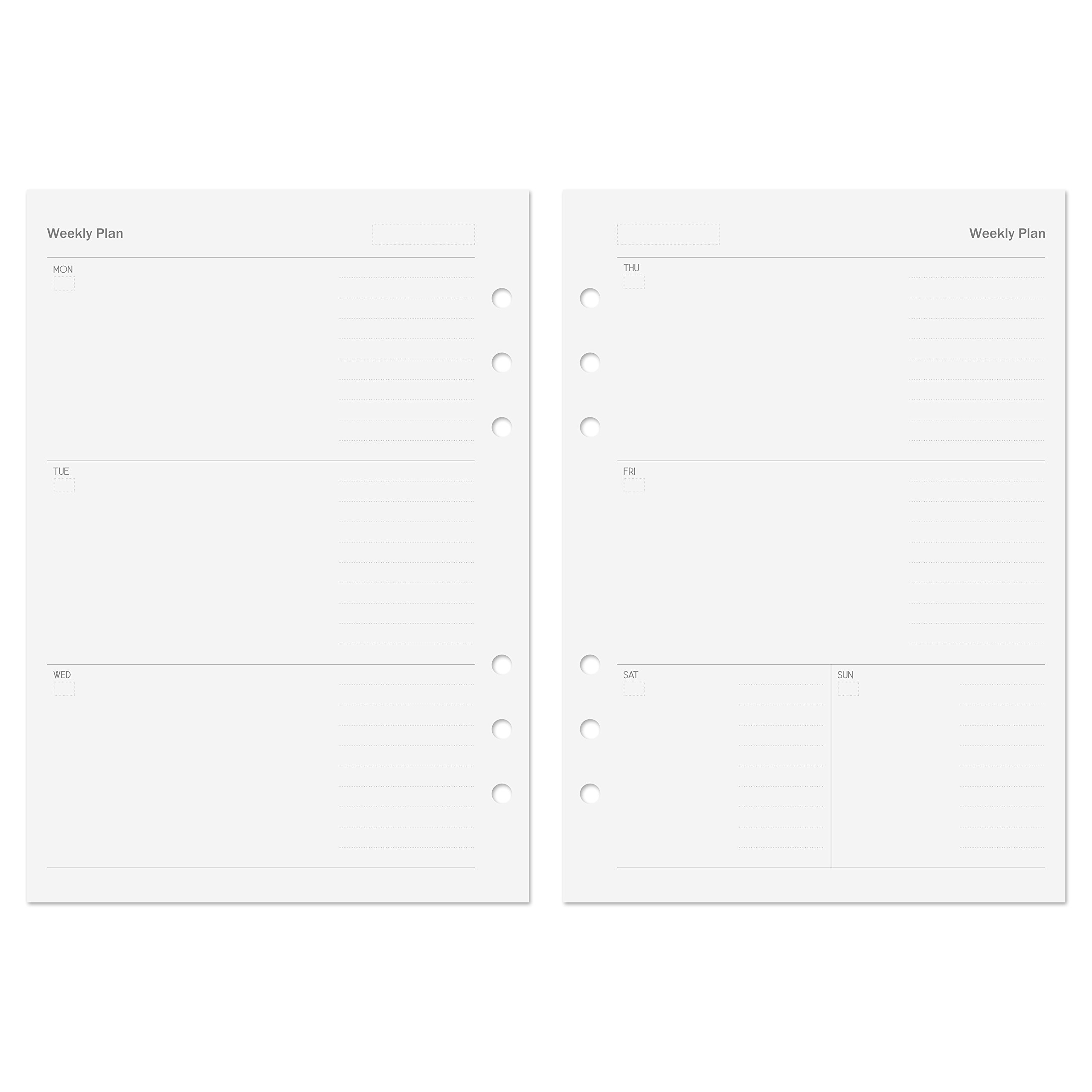 Discagenda Planner Insert Refills 6-Ring Ringbound 53 Sheets 120gsm 80lb 148x210mm (Weekly, A5)