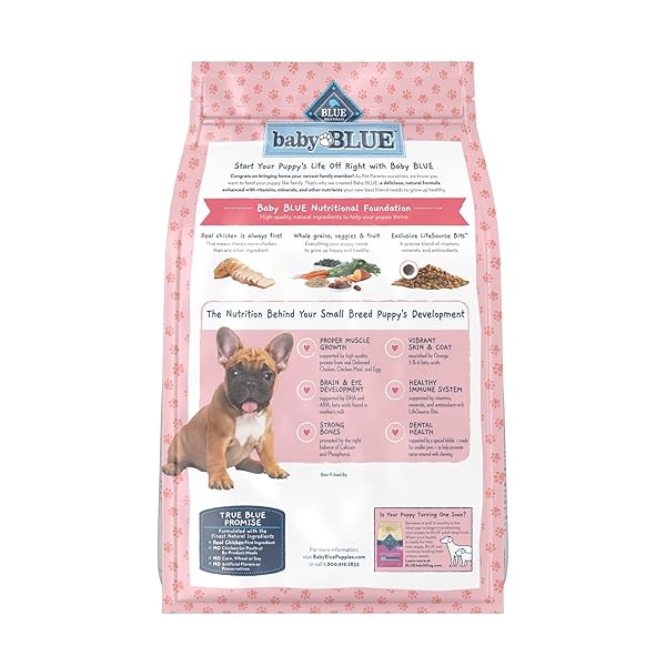 BLUE BUFFALO BABY BLUE NATURAL SMALL BREED PUPPY DRY DOG FOOD, HEALTHY GROWTH FORMULA WITH DHA, CHICKEN AND OATMEAL RECIPE, 4-LB BAG