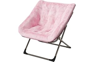 TackView Foldable Faux Fur Lounge Chair for Adults, Soft Folding Chair for Living Room, Bedroom, Dorm, Perfect for Reading (P