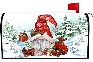 GEESEBUY Merry Christmas Mailbox Covers Magnetic Standard Size，17.5" X 21" Winter Xmas Santa Claus Vinyl Magnetic Mailbox Cover for Garden Yard Outdoor Décor