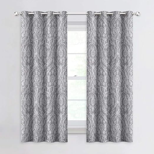 Amazon Com Nicetown Room Darkening Damask Curtains Ring Top