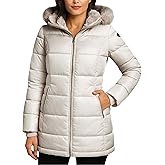 Jessica Simpson Womens Long Puffer Coat - Quilted Puffer Jacket with Faux Fur Hood - Insulated Winter Coats for Women