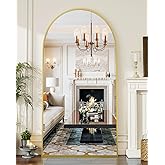 Koonmi 34"x76" Arched Full Length Mirror, Gold Large Floor Mirror with Aluminum Alloy Frame, Standing, Hanging or Leaning Wall-Mounted Vanity Mirror for Living Room and Bedroom