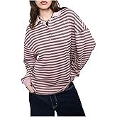 MakeMeChic Women's Striped Rugby Shirt Tops Oversized Long Sleeve Y2k Preppy Tee Tops