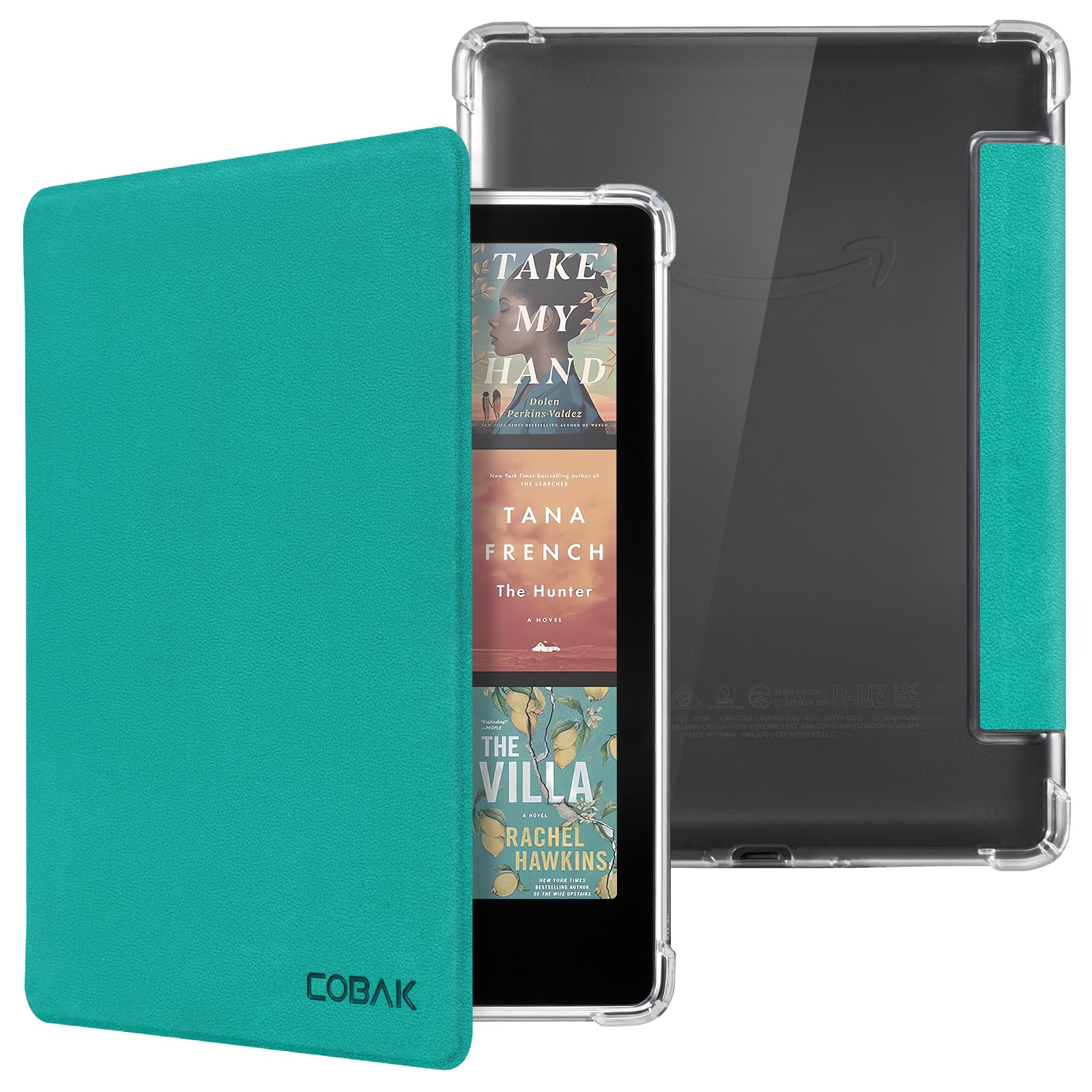 CoBak Case for 7 Inch E-Reader 12th Generation 2024 - All New PU Cover and Clear Soft Silicone Back Cover with Auto Sleep/Wake, Jade