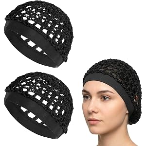 2 Pcs Hair Net for Sleeping, Breathable Mesh Hair Wrap with Wide Soft Band | Comfortable Elastic Knit Hair Net to Prevent Red