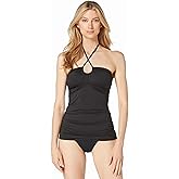 Michael Kors Womens Solid Shirred Halter Tankini
