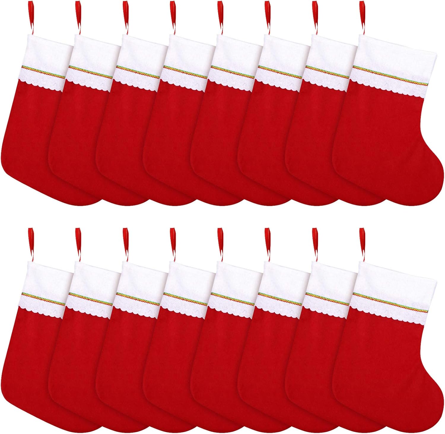 Stockings & Holders - Cooraby 16 Pack Red Felt Christmas Stockings 15 Inches Xmas Fireplace Hanging Stockings Holiday Decorations Stockings for Christmas Decorations
