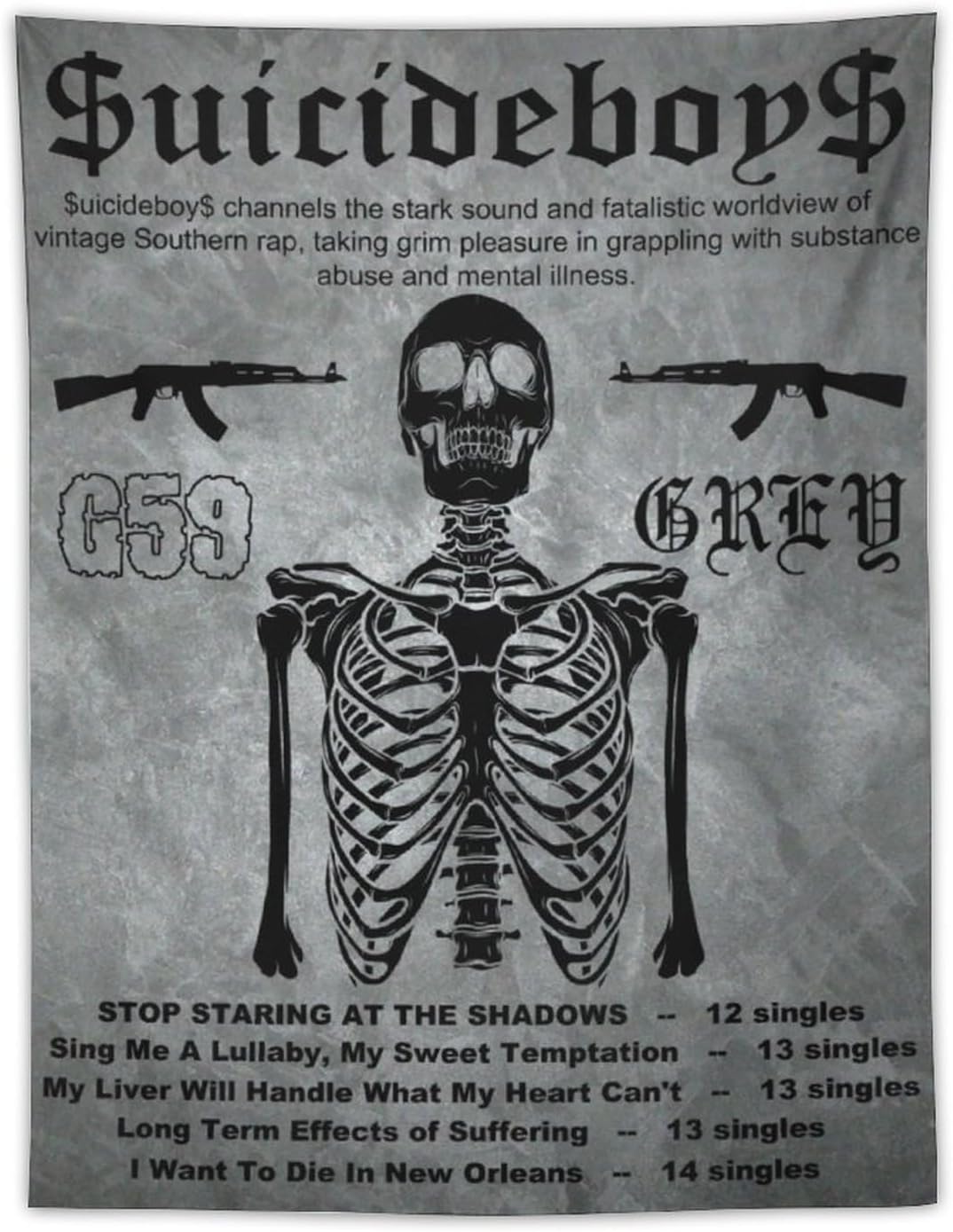 Tapestries - ERGOKRAFT Suicide Hip Hop Music Boys Tapestry,Rapper Poster for College Dorm Party Decorations, Novelty Graphic Wall Hanging Backdrop Party Banner, Hip Hop Room Dorm Home Decor 30