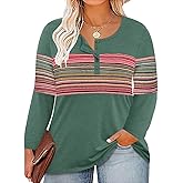 RITERA Womens Plus Size Top Long Sleeve Henley Shirt Fall Casual Pullover XL-5XL