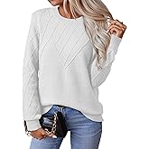 EVALESS Womens Sweaters Trendy Casual Crewneck Long Sleeve Cable Knit Lightweight Oversized Fall Sweaters Pullover Tops