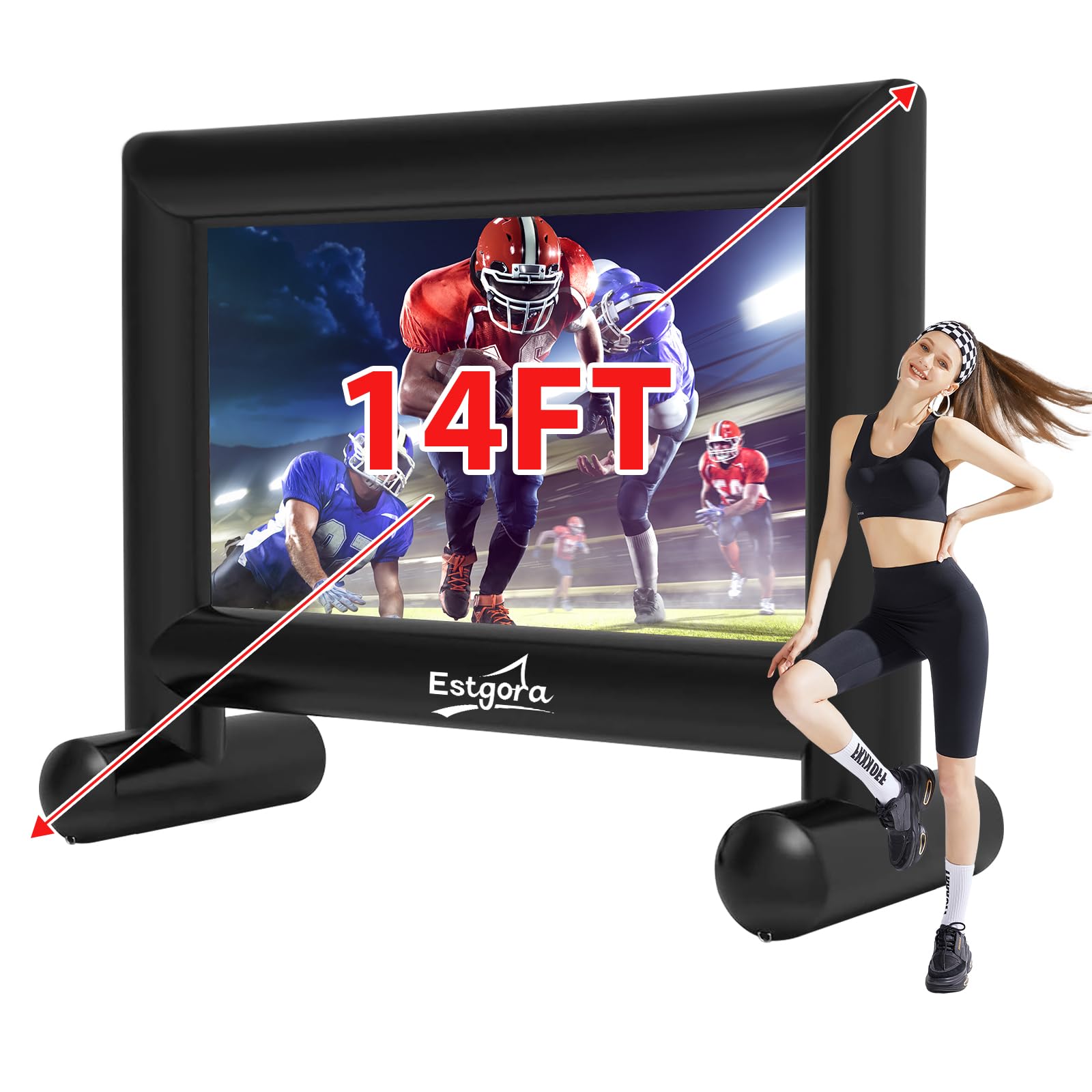 Photo 1 of Estgora 14FT Inflatable Movie Screen Outdoor, Blow Up Projector Screen for Outside Front & Rear Projection Screens with Blower for Backyard Home Theater Pool