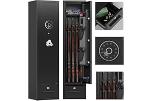 SAPITAL 6 Gun Safe for Rifles and Pistols Heavy Duty Gun Cabinet for Rifles and Shotguns Rifle Safes for Home Gun Safe Clearance Gun Locker with Drawer and Removable Shelf