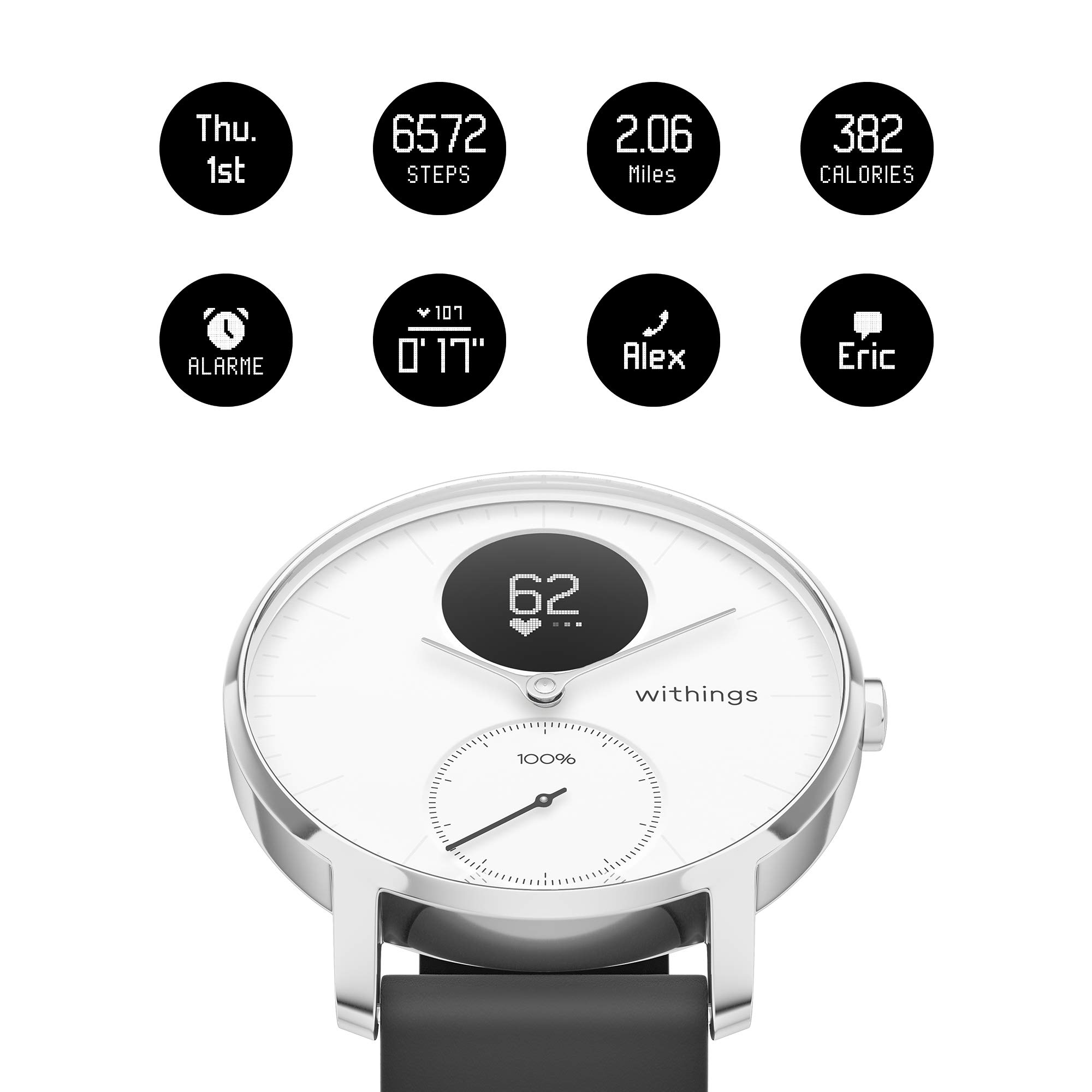 Withings Steel HR Hybrid Smartwatch Activity Tracker with Connected GPS, Heart Rate Monitor, Sleep Monitor, Smartphone Notifications, Waterproof and a Battery Life of 25 Days