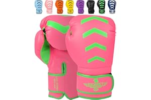 Exxact Sports Knockout Youth Boxing Gloves for Kids (3-15 Years) with Padded Protection and Wrist Support, Durable Engineered Leather Kids Boxing Gloves for Sparring, Muay Thai and Boxing