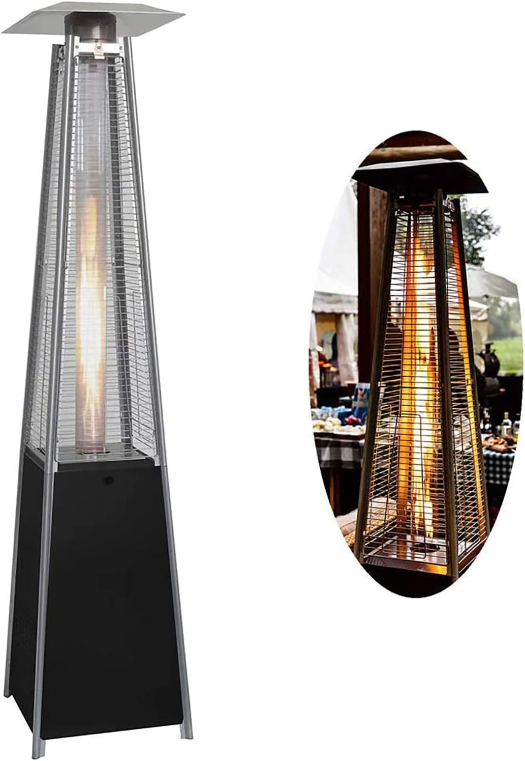 Pyramid Patio Heater, Freestanding Gas Garden Heater 13kw Propane