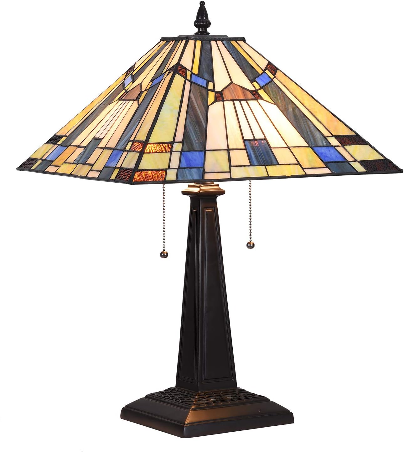 Stained Glass Desk Lamp, Capulina Handcrafted 15.9" Mission Tiffany Lamp Table Shades, Timeless Art Stunning Tiffany Desk Lamp, Enhance Home, Office, Desk, Entry, Living Room - Gothic Glass Styles